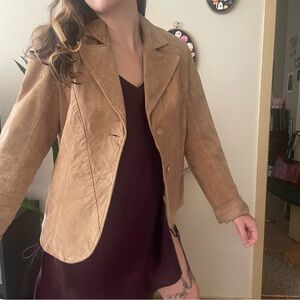 Tan genuine leather women’s jacket